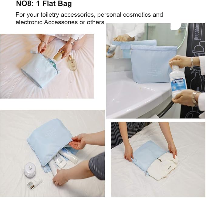 Packing Cubes for Travel, 8 Pcs Set | Luggage Organizers with Shoe Bag and Toiletry Bag, Classification and Storage, Save Storage Space and Luggage Packing Time - Image 6