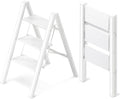 3 Step Ladder, Folding Step Stool with Anti-Slip Wide Pedal | Lightweight, Aluminum Material, 330LBS Load, Portable, Easy Storage, Space Saving, for Kitchen, Bedroom Use, White by GameGem