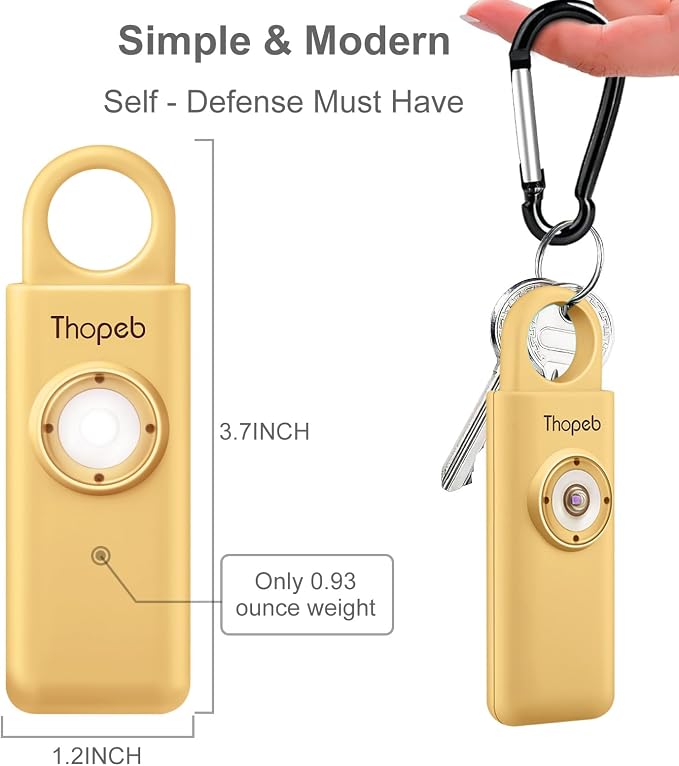 Personal Safety Alarm for Women – Superior Loud Siren & SOS Strobe | Premium Compact & Well-crafted Self Defense Keychain Alarm, College Dorm Essential, Variety of Colors (Metallic Gold) - Image 4