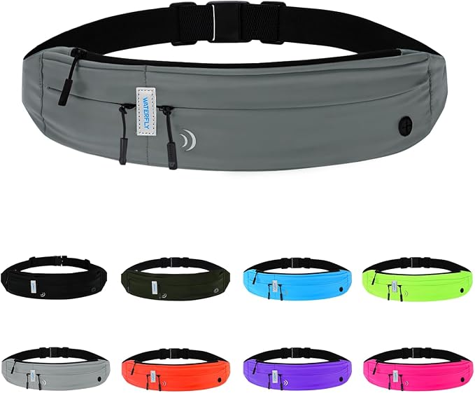 WATERFLY Running Belt Fanny Pack:Phone Holder Belt for Men Women | Lightweight, Soft and breathable fabric,SBS zipper, adjustable waist belt, Zero bounce, Suitable for running workout Fitness by Waterfly