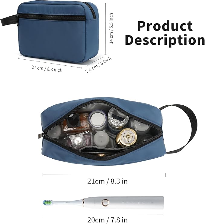 Travel Toiletry Bag for Men & Women, Hanging Cosmetic Organizer | Water-Resistant Fabric, Sturdy Handle, Lightweight Dopp Kit – Bathroom Toiletries, Makeup, Shaving, Grooming & Accessories - Image 2