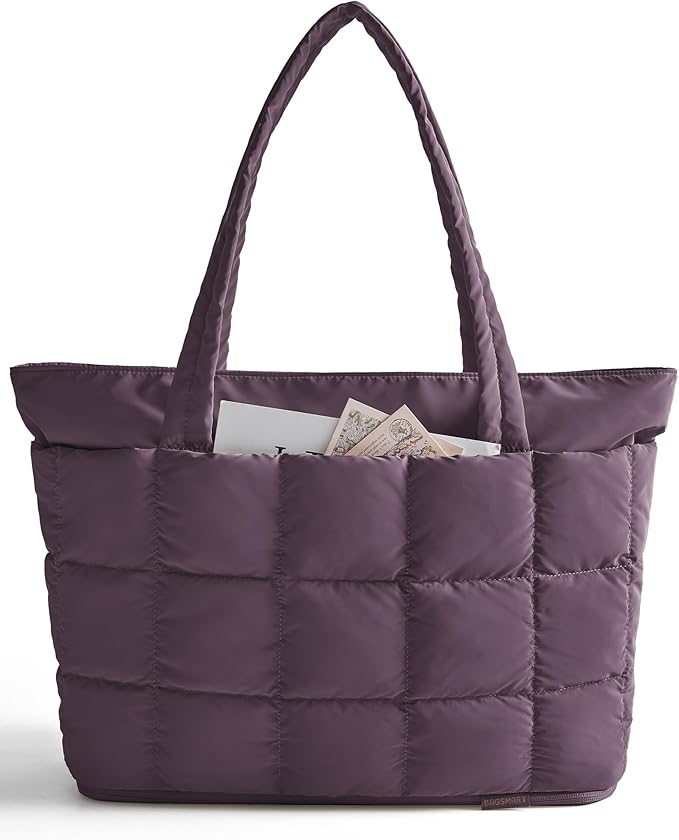BAGSMART Expandable Tote Bag for Women, Puffer Work Tote Travel Bag | Quilted Carry On Bag for Travel Work Gym College, Waterproof Travel essentials by BAGSMART