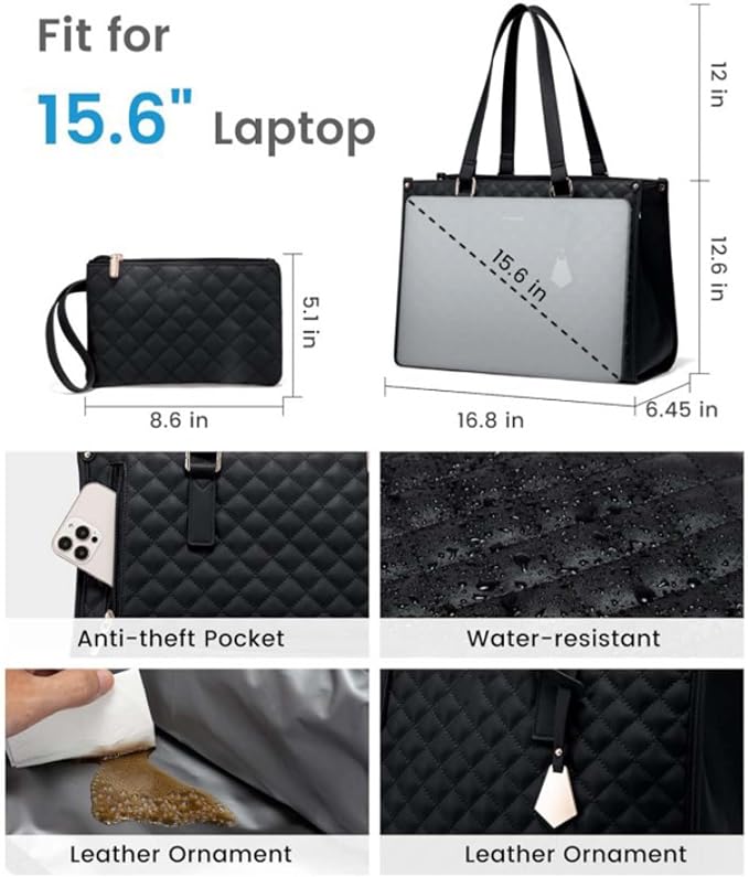 2 in 1 Tote Bag Lunch Bag Combo,Lunch Tote Bag for Women, Large Convertible Laptop Work Handbag for Women (Khaki) - Image 6