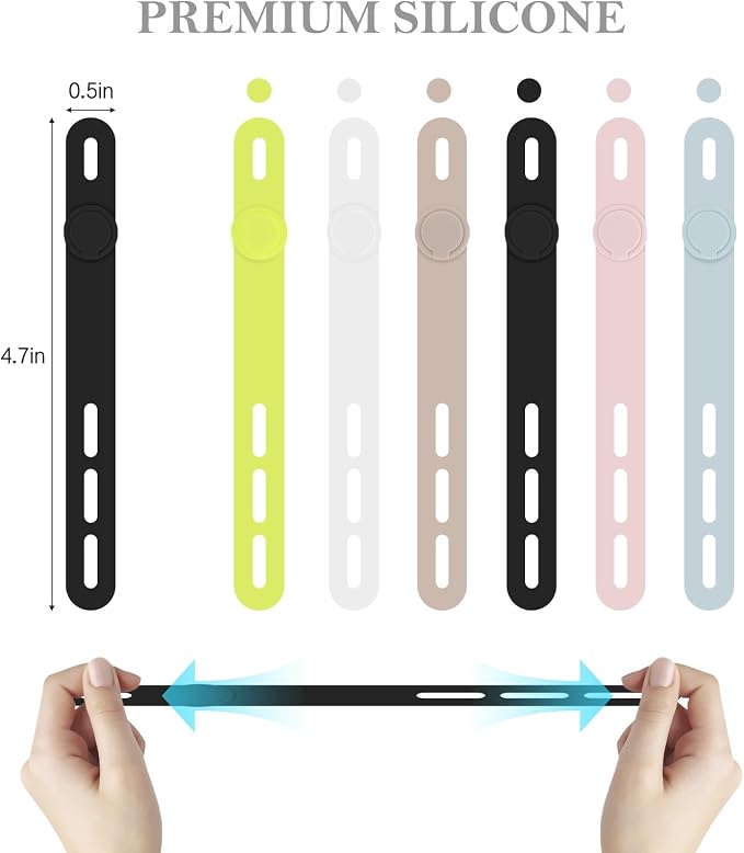 Donruby 30Pcs Silicone Cable Ties - Reusable & Washable with Adjustable Locking Buckles, High Elasticity Cable Management Straps for Home, Office, School, Travel Essential Cord Organizer (6 Colors) - Image 2