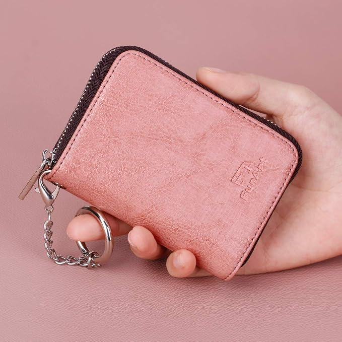 FurArt Zipper Wallet Women RFID Credit Card Holder keychain Wallet | ID Window RFID Blocking Compact Small business 15/16 slots - Image 4