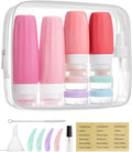 BAGSMART 18 Pack TSA Approved Travel Bottles for Toiletries, Leak Proof Silicone Travel Size Containers Bottles for Shampoo, Rose Pink by BAGSMART