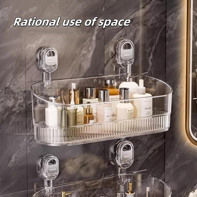 No-Drill Bathroom Suction Storage Box,Large Capacity & Strong Load-Bearing,Removable Shower Basket,Glacier Pattern Suction Cup Shower Caddy Hanging Shower Shelf Organizer (Clear 1pcs) - Image 7