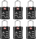 SURE LOCK TSA Approved Luggage Lock – 3-Digit Resettable Combination Padlock with Open Alert Red Dot, Large Easy-Read Dials for Suitcases, Backpacks, Gym & School Lockers(Black 6 pk) by Hopeyoucanstaysafe