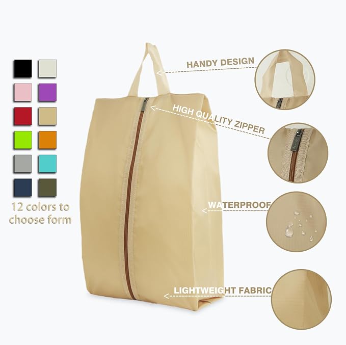 6pcs Portable Shoe Organizer, Travel Pouches with Zipper, Golf Shoe Bags, Clothes Bags, Soccer Cleats Bag Shoe Pouch for Gym, Waterproof, Odor-Resistant (Khaki) | Golf Shoe Bags, Clothes Bags, Soccer Cleats Bag Shoe Pouch for Gym, Waterproof, Odor-Resi... - Image 4