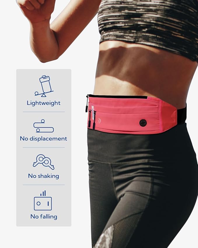 WATERFLY Running Belt Fanny Pack:Phone Holder Belt for Men Women | Lightweight, Soft and breathable fabric,SBS zipper, adjustable waist belt, Zero bounce, Suitable for running workout Fitness - Image 2