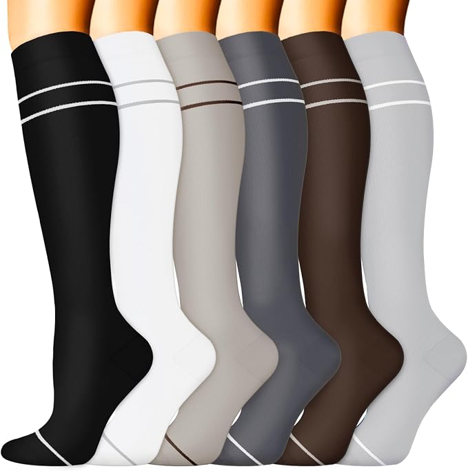Sooverki Compression Socks for Women & Men 6 Pairs is Best Supportive Knee High Stockings for Circulation, Travel, Nurses by Sooverki