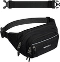 WATERFLY 3.5L RFID Fanny Pack: Anti-Theft 12" Extender Belt for Travel | Large Capacity Multi-Pocket, Water-Resistant Nylon, Reflective Strips, Breathable Padding, Hiking Walking Daily, Women Men by Waterfly