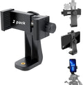 Cell Phone Tripod Mount Adapter, Universal Phone Holder Adjustable Clamp, 360 Degree Rotatable Bracket 1/4" Screw Clip for iPhone, Samsumg, Selfie Stick, Monopod (Black-2 Pack) by EszkozTA