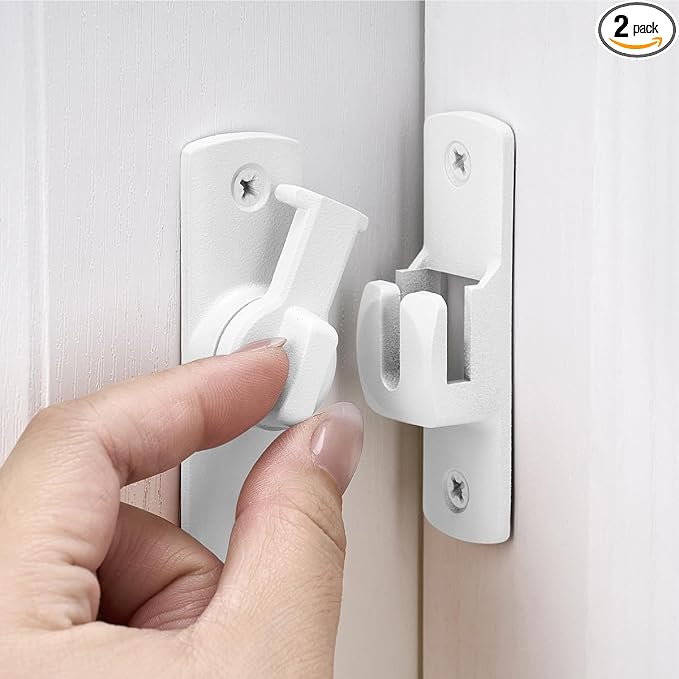 2 Pcs Matte White 90/180 Degree Flip Lock,Aluminum Alloy Barn Door Latch | Right Angle Door Lock Latch,Sliding Door Latches,Flip Gate Latches,for bedroom,garage,drawer,cabinet,window,pet enclosures by Wocoe