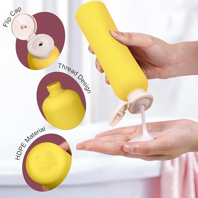Travel Shampoo Bottle, Empty Plastic Squeeze Bottles 8.8oz with Flip Cap, Lotion Container for Toiletries Travel Size Shampoo and Conditioner - Image 3