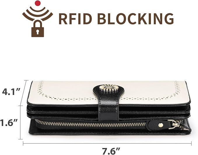 SENDEFN Wallets for Women Leather Credit Card Holder with RFID Blocking Large Capacity Wristlet | with RFID Blocking - Image 4