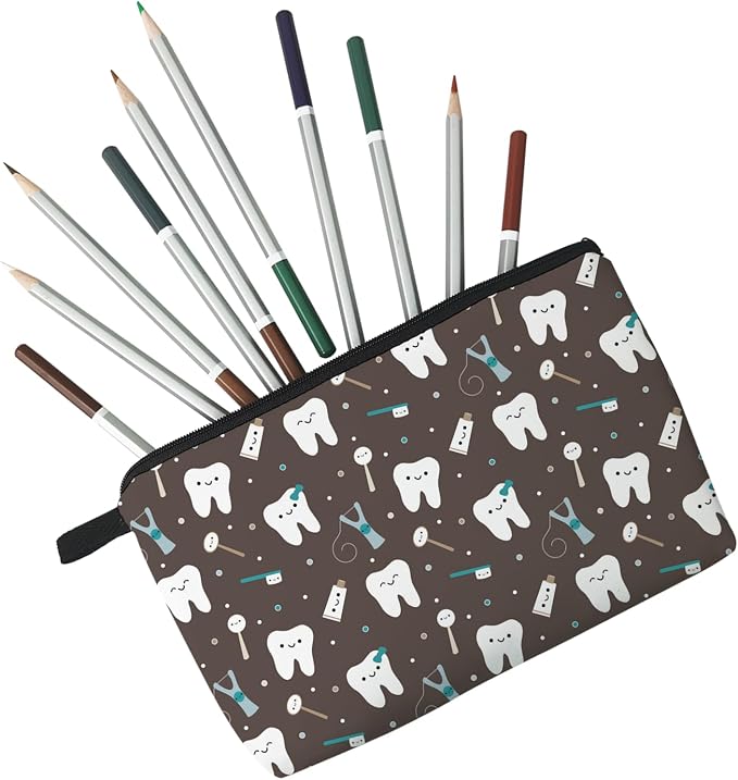 Livel lhood Cartoon Tooth Cute Small Makeup Bag | Printed Padded Cosmetic Organizer Zipper Pouch, Cartoon Tooth Gift for Women Friends - Image 4