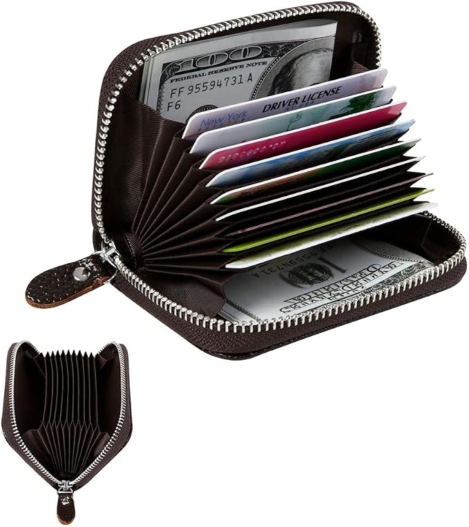 Women's RFID Blocking 12 Slots Credit Card Holder Leather Accordion Wallet - Image 2