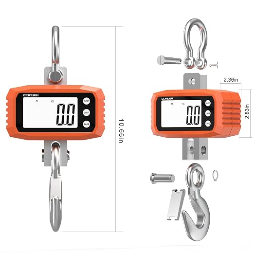 1000kg Digital Crane Scale & Hanging Scale - Aluminium House Stainless Steel Handle| Multi-Use for Gym, Hunting, Travel (Luggage), Farming, Fishing | High-Precision LCD Display, Orange - Image 6