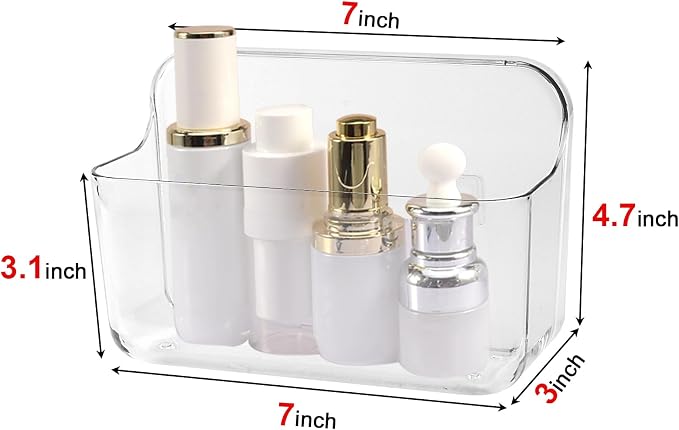 CGBE 2-Pack Cabinet Door Organizer, Self Adhesive Bathroom Shelves, Clear | Acrylic Shower Caddy, Wall Mounted Storage, No Drilling, Automatic Draining, For Cabinet Door and Shower Wall - Image 3