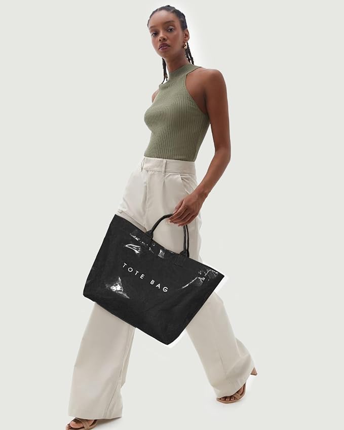 Lushandy PVC Tote Bag for Women Jelly Beach Bag Top Handle Hobo Handbag | Water-Resistant, Wipe Clean, Lightweight - Image 7