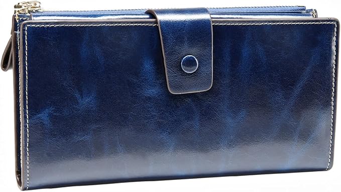 Itslife Womens RFID Blocking Large Capacity Luxury Wax Genuine Leather Wallet Clutch Card Holder - Image 3