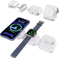 15W Magnetic Travel Charging Station, 3-in-1 Foldable MagSafe Charger | Wireless Charger for Apple Multiple Devices - iPhone Air 17 16 15 14 13 12 Pro Max, Watch & AirPods - Slim Portable, White by SMILESTATION
