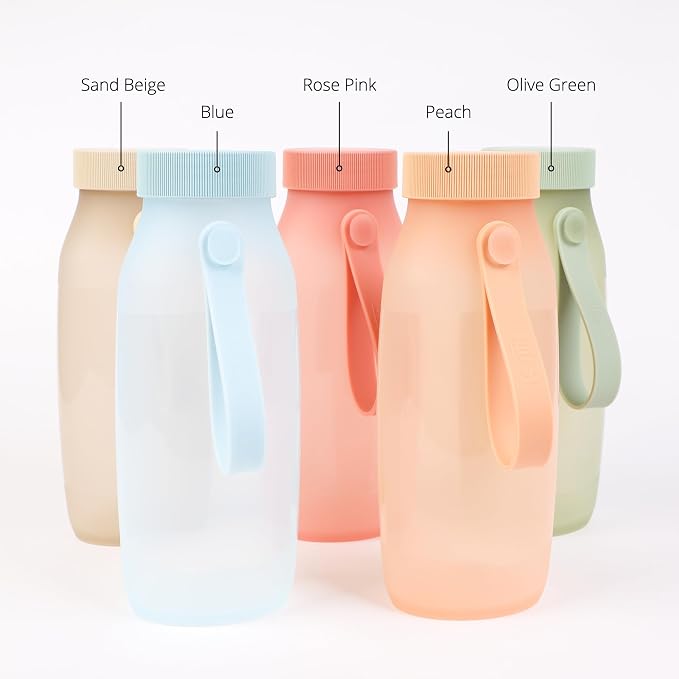 BLUE GINKGO Collapsible Water Bottle – Lightweight, Foldable Silicone Bottle for Travel, Hiking, and Camping (16.9oz, Made in Korea, Blue) - Image 8