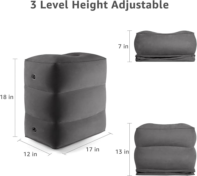 [2-Pack] Rewondah Inflatable Foot Rest Airplane, Kids Airplane Bed | Adjustable Height Travel Foot Rest Pillow | Toddler Flights Seat Extender | Inflatable Foot Rest for Air Travel Flights Train, Car - Image 3
