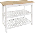 Casual Home Kitchen Island with Solid American Hardwood Top, Natural/White, 40" W (373-91) by CasualHome