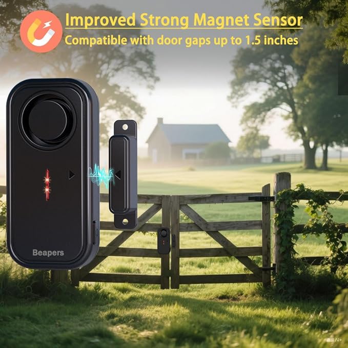 Personal Security Waterproof Door/Window Alarm - IP66 Waterproof with Remote Control, 113dB, Alarm/Doorbell Mode, Upgraded door gap spacing - Indoor/Outdoor Anti-Theft (1 Main Unit & 1 Remote Control) - Image 3