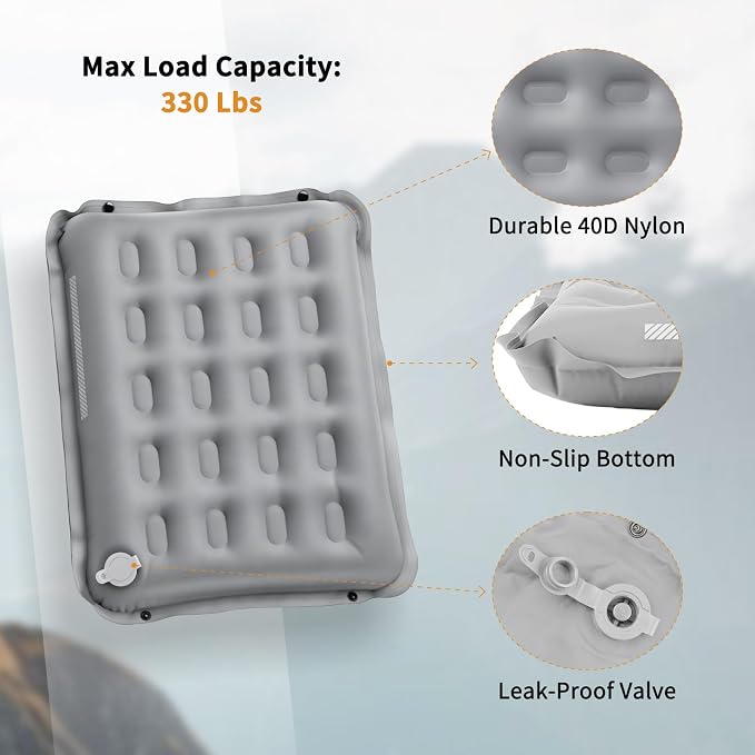 Inflatable Seat Cushion with Adjustable Firmness (Light Gray) | adjustable firmness, lightweight, waterproof, non-slip. For stadium, office, camping, car & long flights - Image 7