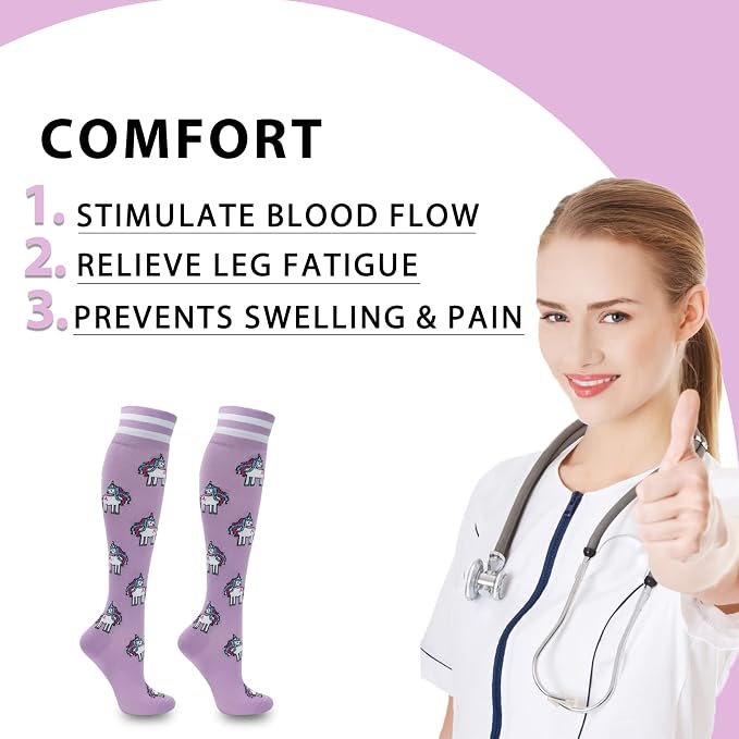 fenglaoda Compression Socks for Women Men 3 Pairs Graduated Compression Support Circulation Socks for Nurses - Image 3