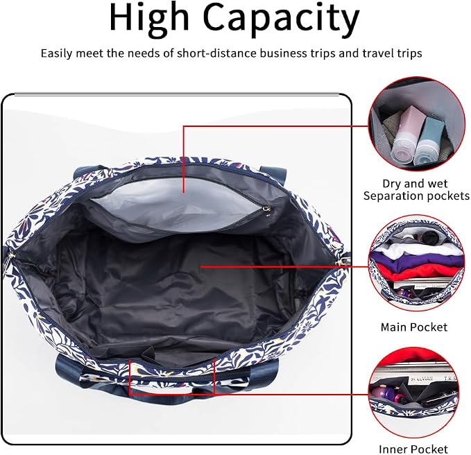 Large Capacity Foldable Travel Bag | Expandable Portable Carry on Bag Dry&Wet Separation Sports Duffel Bag - Image 4