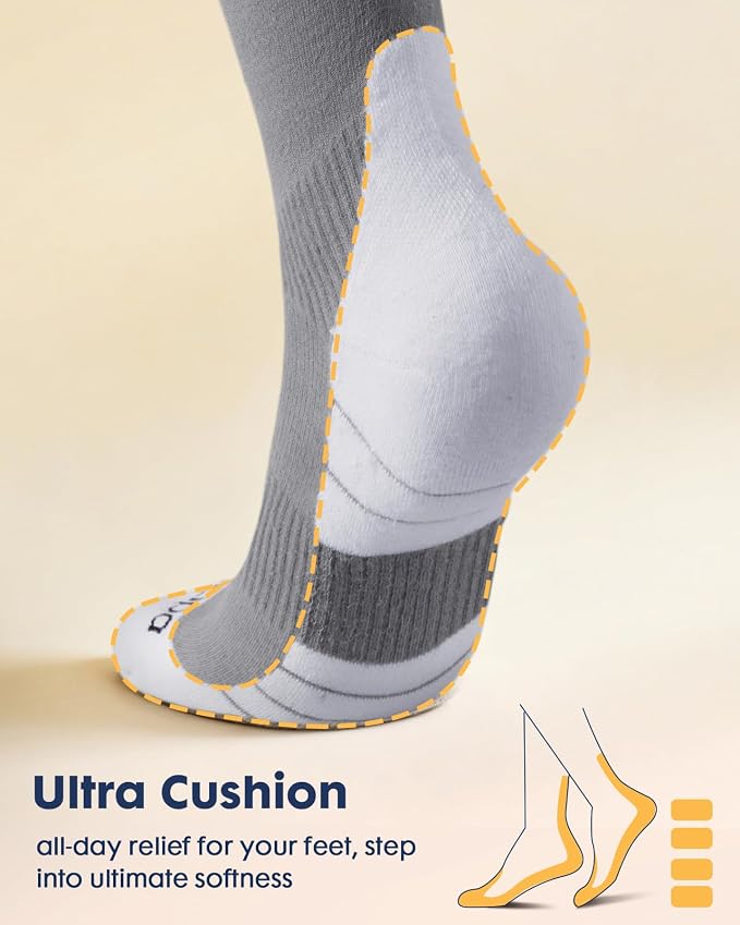 Comfortable Cotton Compression Socks | 20-30mmHg Ankle Arch Support Socks, Breathable Extra Cushion for Flying Travel Nurse, Graduated Support for Women Men - Image 3