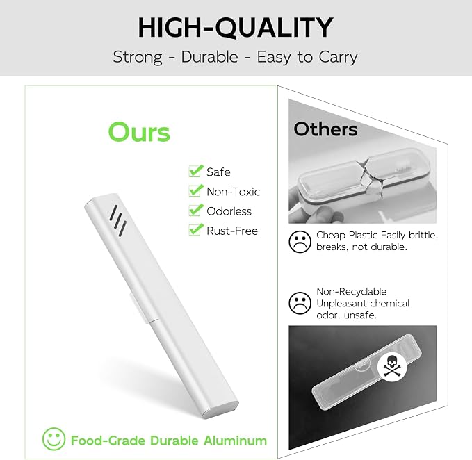 Travel Toothbrush Case, 2Pack Portable Toothbrush Holders, Durable Aluminum Toothbrush Storage Box, Small Breathable Manual Toothbrush Container for Traveling, Camping, Business Trip - Sliver - Image 4
