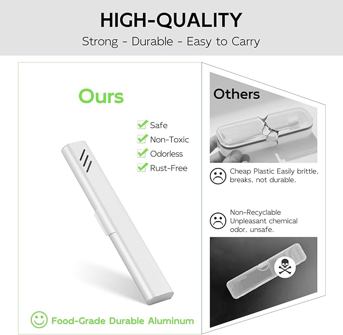 Travel Toothbrush Case, Portable Toothbrush Holder, Durable Aluminum Toothbrush Storage Box, Small Breathable Manual Toothbrush Container for Traveling, School, Camping, Business Trip - Sliver - Image 3