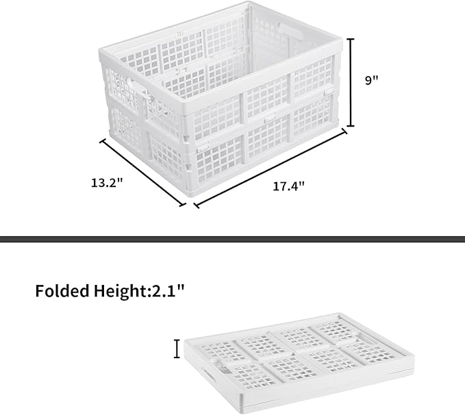 Aebeky 3-Pack Plastic Collapsible Storage Crates-30L,Foldable Plastic Crates for Storage (White) - Image 3