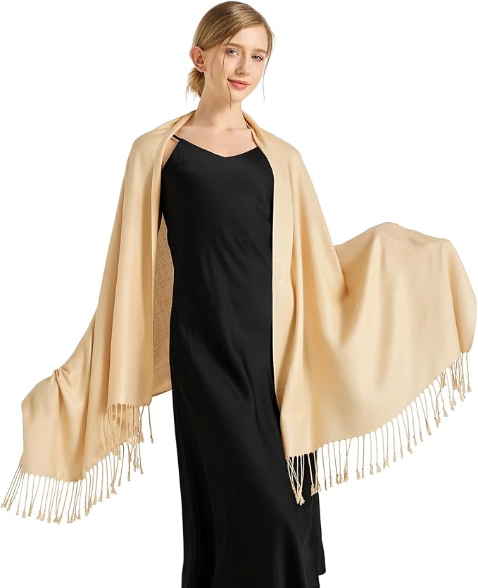 Soft Silky Pashmina Shawl Wraps Solid Colors Scarf for Wedding Evening Dresses - Image 5