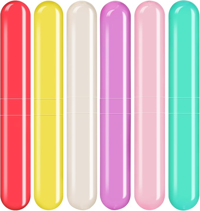 6 Pack Travel Toothbrush Case, Breathable Portable Toothbrush Holder, Plastic Toothbrush Cover Container for Traveling, Bathroom, School, Home, Business, Camping by Eaezerav