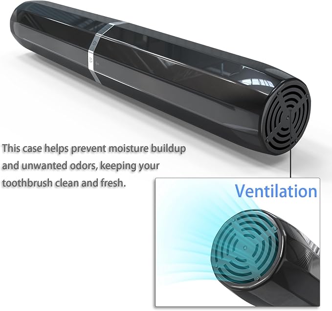 Long Ventilated Electric Toothbrush Travel Case, Portable Holder, Fits Most Standard Straight Electric Toothbrushes (Black) - Image 7