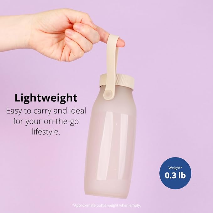BLUE GINKGO Collapsible Water Bottle – Lightweight, Foldable Silicone Bottle for Travel, Hiking, and Camping (16.9oz, Made in Korea, Sand Beige) - Image 4