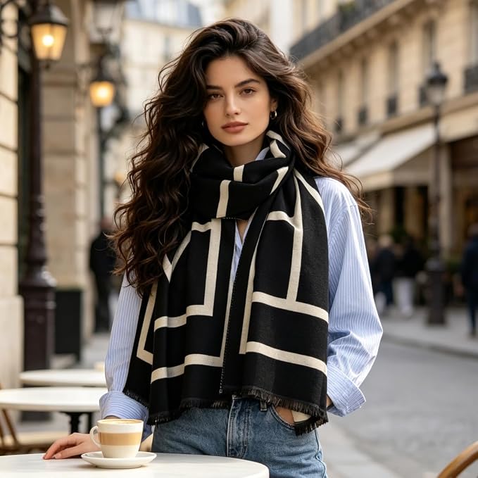 WaJuemy Winter Scarf for Women Dressy Evening Pashmina Shawl Wraps Open Front Poncho Blanket Fashion Travel Shawls Cape Wrap - Image 2