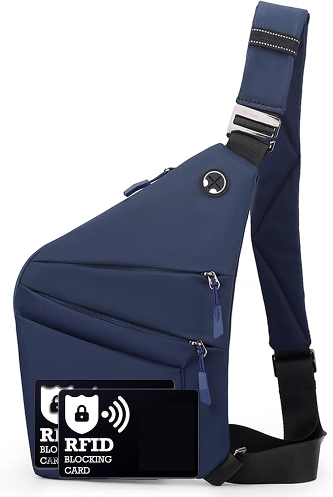 Anti Theft Crossbody Bags for Women Men, Multi-Pocket Shoulder Bag, Slim Sling Bags with 2 RFID Blocking Card by Ibalulu