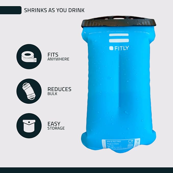 FITLY Soft Flask - Shrink As You Drink Soft Water Bottle for Hydration Pack - Folding Water Bottle Ideal for Running, Hiking, Cycling, Climbing & Rigorous Activity - Image 3