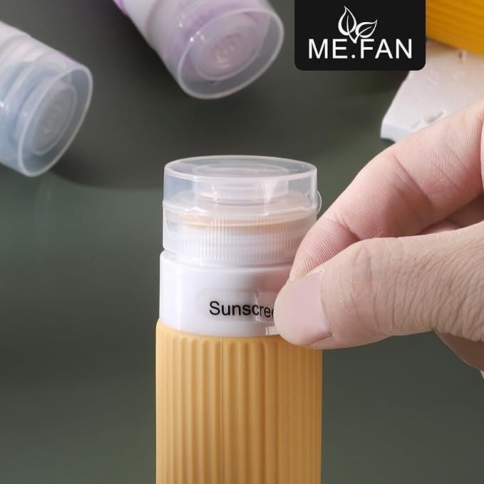 ME.FAN Travel Bottles for Toiletries, TSA Approved 3oz Silicone Journey Size Containers, Portable Split Bottle for Conditioner, Shampoo, Lotion- 4 Pack Purple - Image 6