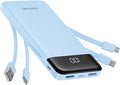 charmast Power Bank Portable Charger with Reinforced Built-in 4 Cables | 3A Fast Charging,10000mAh,6 Outputs 3 Inputs,Travel Essentials,TSA Compliant,LED Display,compatible with iPhone Samsung Moto by charmast