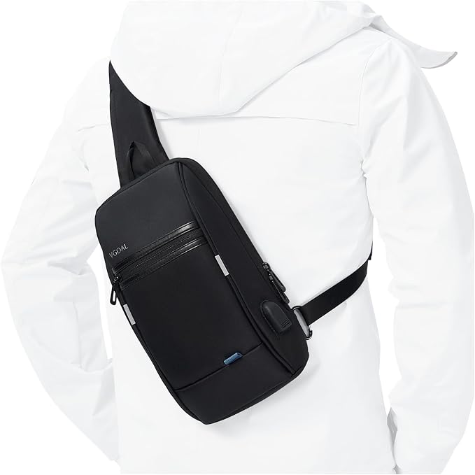 VGOAL Crossbody Bag Sling Bag for Men Sling Backpack Daypack | Waterproof,USB Charge Port,Minimalist,RFID Pocket,9.7 Inch IPad,Anti-theft pocket,Small,Travel Sport Running Hiking by VGOAL