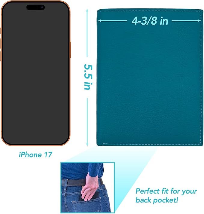 Teal RFID Genuine Leather Passport Wallet - Image 4