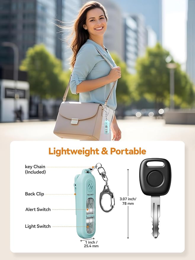 TECKNET Personal Safety Alarm 135dB with SOS Strobe Light for Women - Rechargeable& IPX4 Waterproof Running Lights with Clip On Torch & Low Battery Notice, Safety Siren for Running, Travel Kids, Blue - Image 7